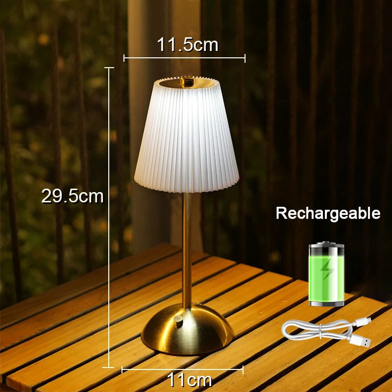 Pleated Cordless Table Lamp – Rechargeable LED Accent Light