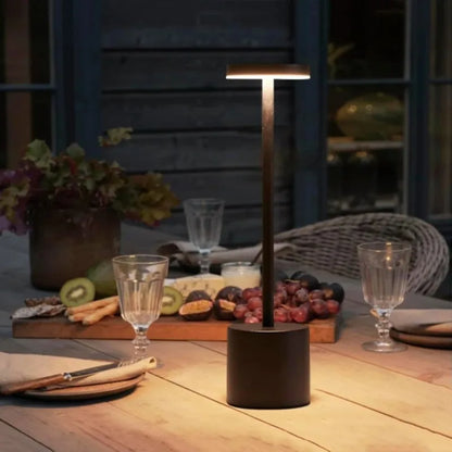 Luxury Rechargeable LED Table Lamp – Wireless Dimmable Metal Ambient Light for Dining & Events