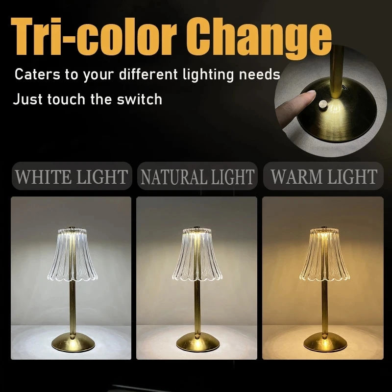 Fancy Touch Table Lamp – Rechargeable Wireless Night Light for Bedroom & Decor