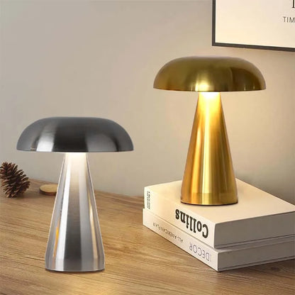 Retro Mushroom Table Lamp – Rechargeable Touch Dimmable LED Light