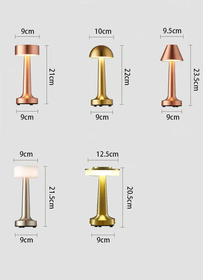 Retro Metal Cordless Table Lamp – Rechargeable LED Ambient Light