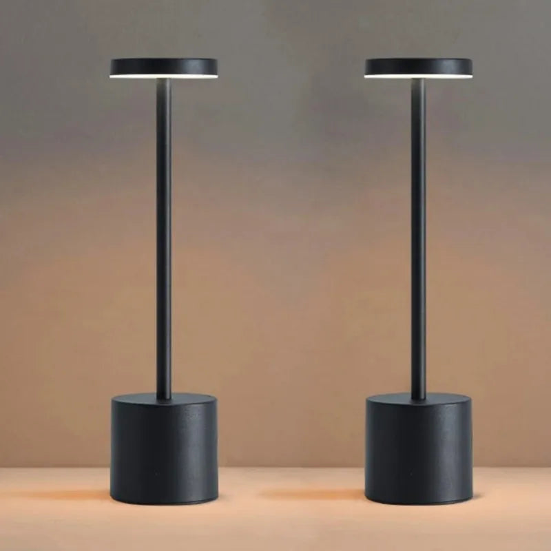 Luxury Rechargeable LED Table Lamp – Wireless Dimmable Metal Ambient Light for Dining & Events