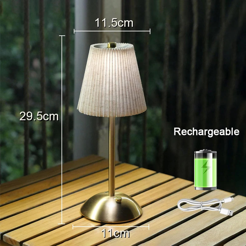 Pleated Cordless Table Lamp – Rechargeable LED Accent Light