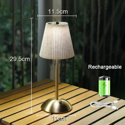 Pleated Cordless Table Lamp – Rechargeable LED Accent Light