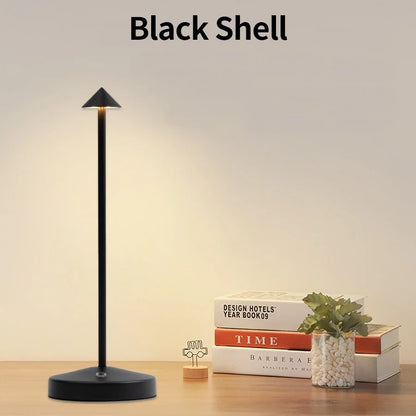 Rechargeable Luxury Conical Table Lamp – Modern Metal LED Ambient Light for Interiors