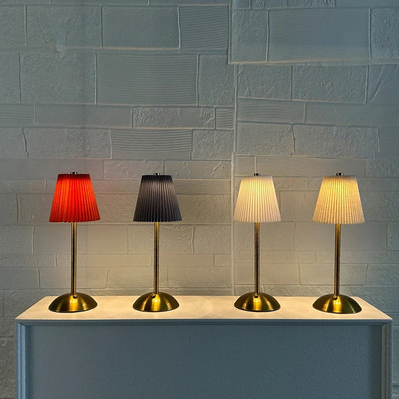 Pleated Cordless Table Lamp – Rechargeable LED Accent Light