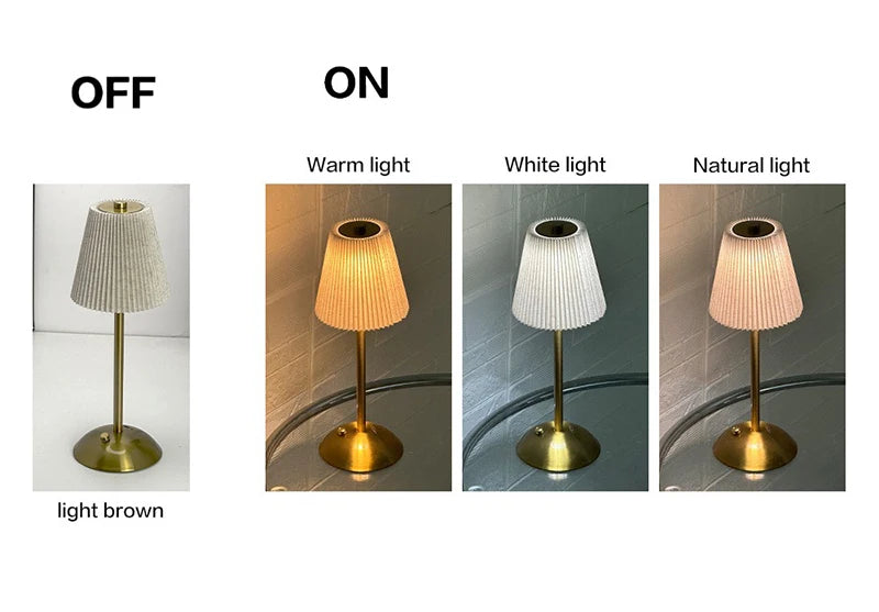 Pleated Cordless Table Lamp – Rechargeable LED Accent Light