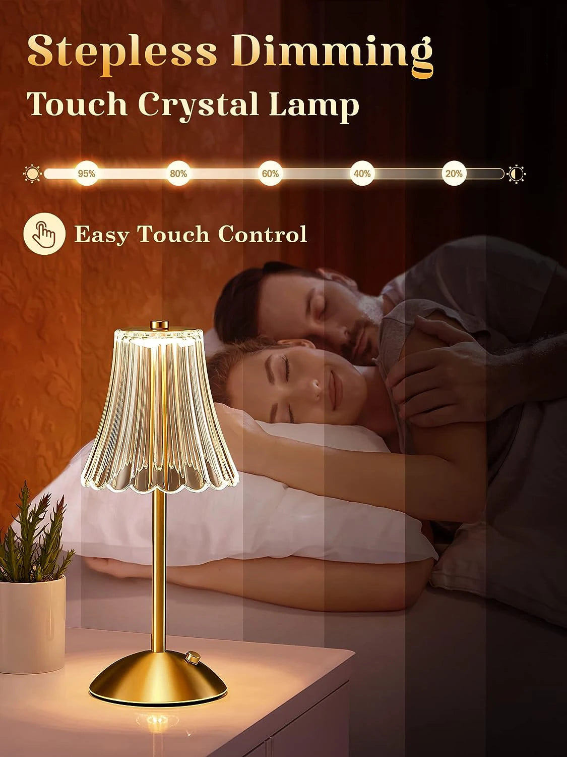 Fancy Touch Table Lamp – Rechargeable Wireless Night Light for Bedroom & Decor