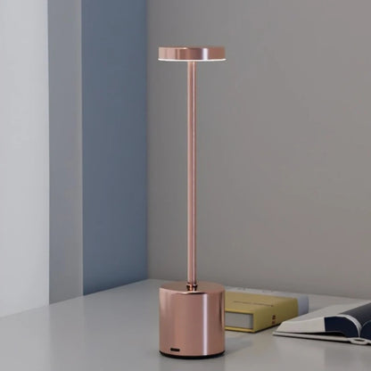 Luxury Rechargeable LED Table Lamp – Wireless Dimmable Metal Ambient Light for Dining & Events