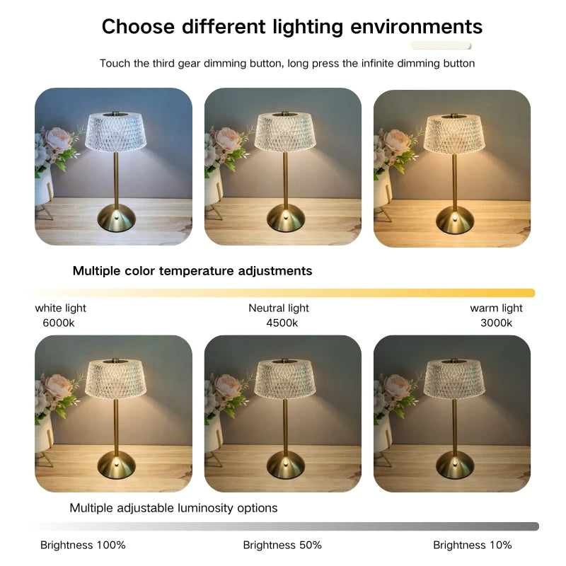 Crystal Touch Bedside Lamp – Dimmable Ambient Night Light