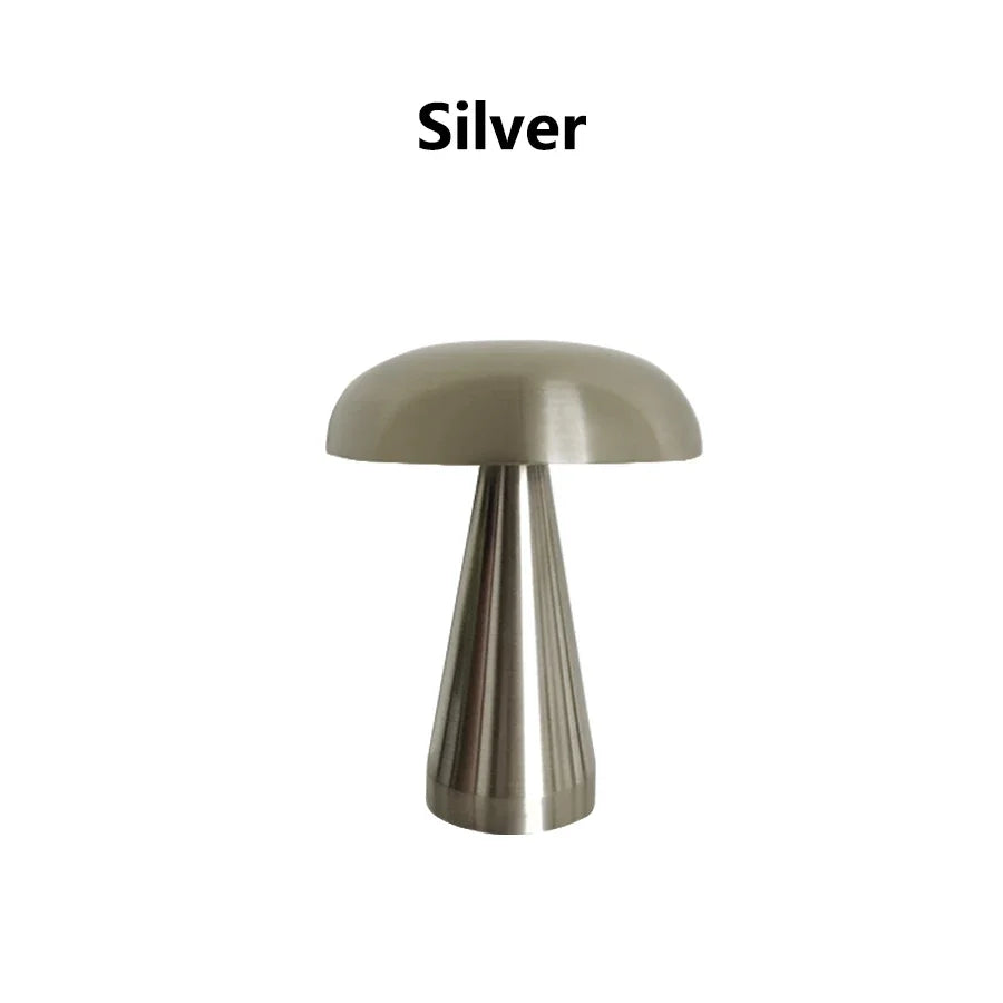 Retro Mushroom Table Lamp – Rechargeable Touch Dimmable LED Light