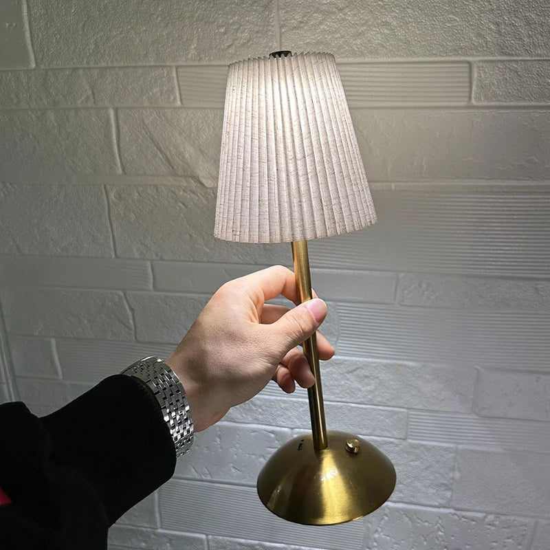 Pleated Cordless Table Lamp – Rechargeable LED Accent Light