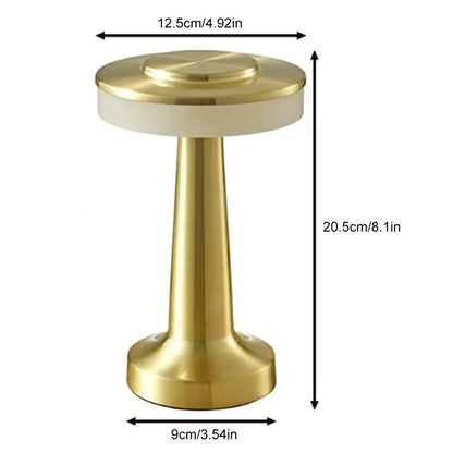 Luxury Metal Table Lamp – Rechargeable Touch Dimmable LED Light