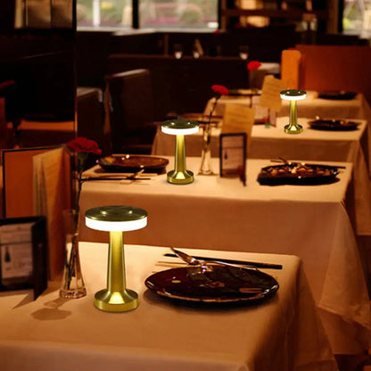 Luxury Metal Table Lamp – Rechargeable Touch Dimmable LED Light