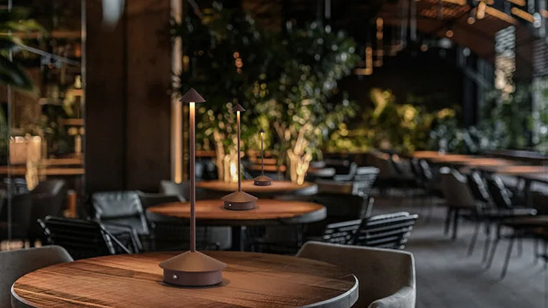 Rechargeable Luxury Conical Table Lamp – Modern Metal LED Ambient Light for Interiors