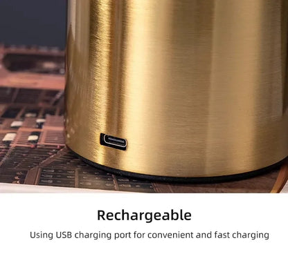 Luxury Rechargeable LED Table Lamp – Wireless Dimmable Metal Ambient Light for Dining & Events