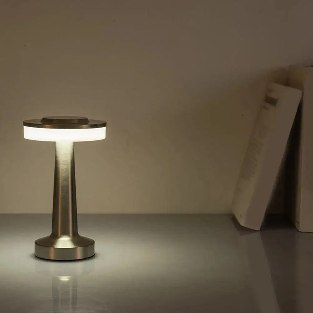 Luxury Metal Table Lamp – Rechargeable Touch Dimmable LED Light