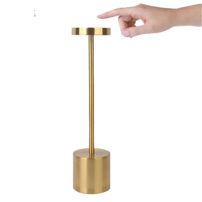 Luxury Rechargeable LED Table Lamp – Wireless Dimmable Metal Ambient Light for Dining & Events