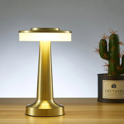 Luxury Metal Table Lamp – Rechargeable Touch Dimmable LED Light