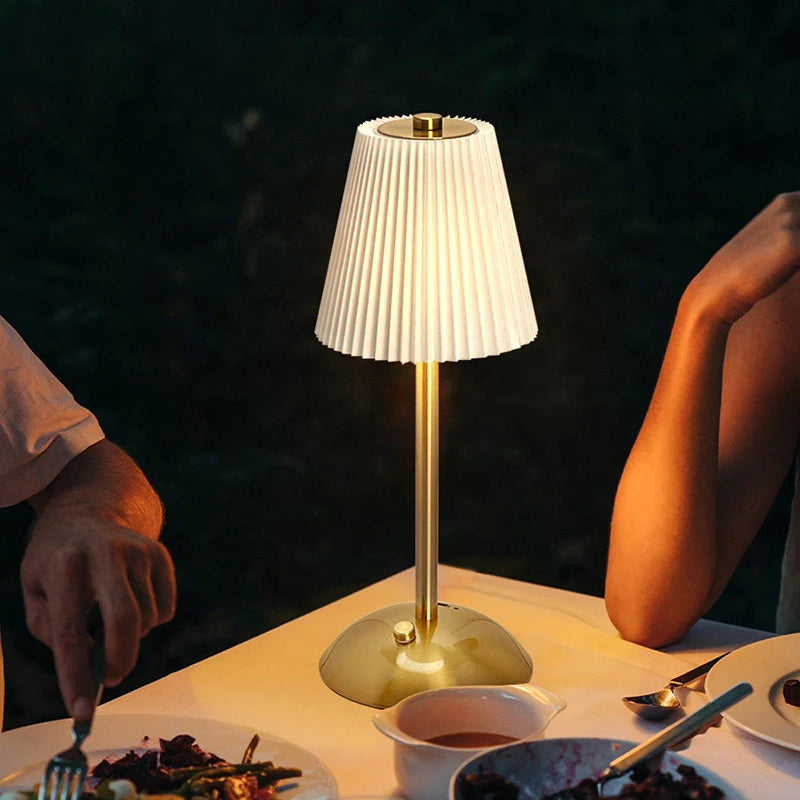 Pleated Cordless Table Lamp – Rechargeable LED Accent Light