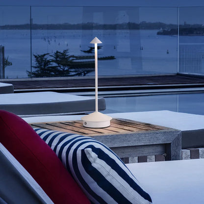 Rechargeable Luxury Conical Table Lamp – Modern Metal LED Ambient Light for Interiors