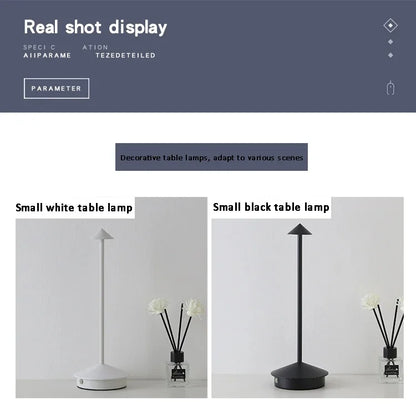 Rechargeable Luxury Conical Table Lamp – Modern Metal LED Ambient Light for Interiors