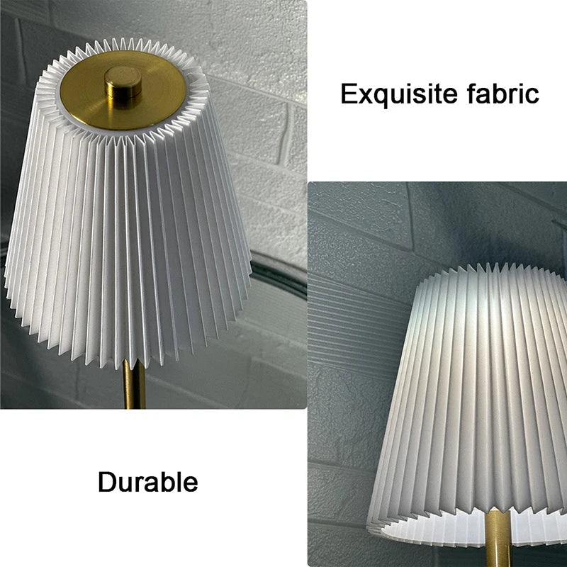 Pleated Cordless Table Lamp – Rechargeable LED Accent Light
