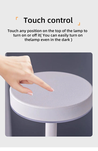 Luxury Rechargeable LED Table Lamp – Wireless Dimmable Metal Ambient Light for Dining & Events