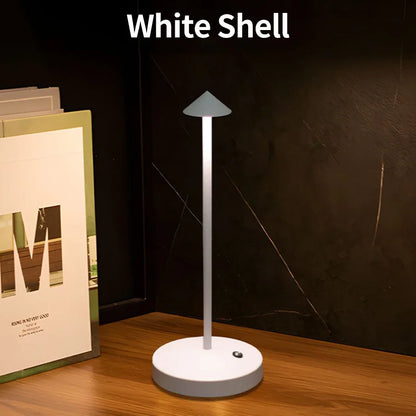 Rechargeable Luxury Conical Table Lamp – Modern Metal LED Ambient Light for Interiors