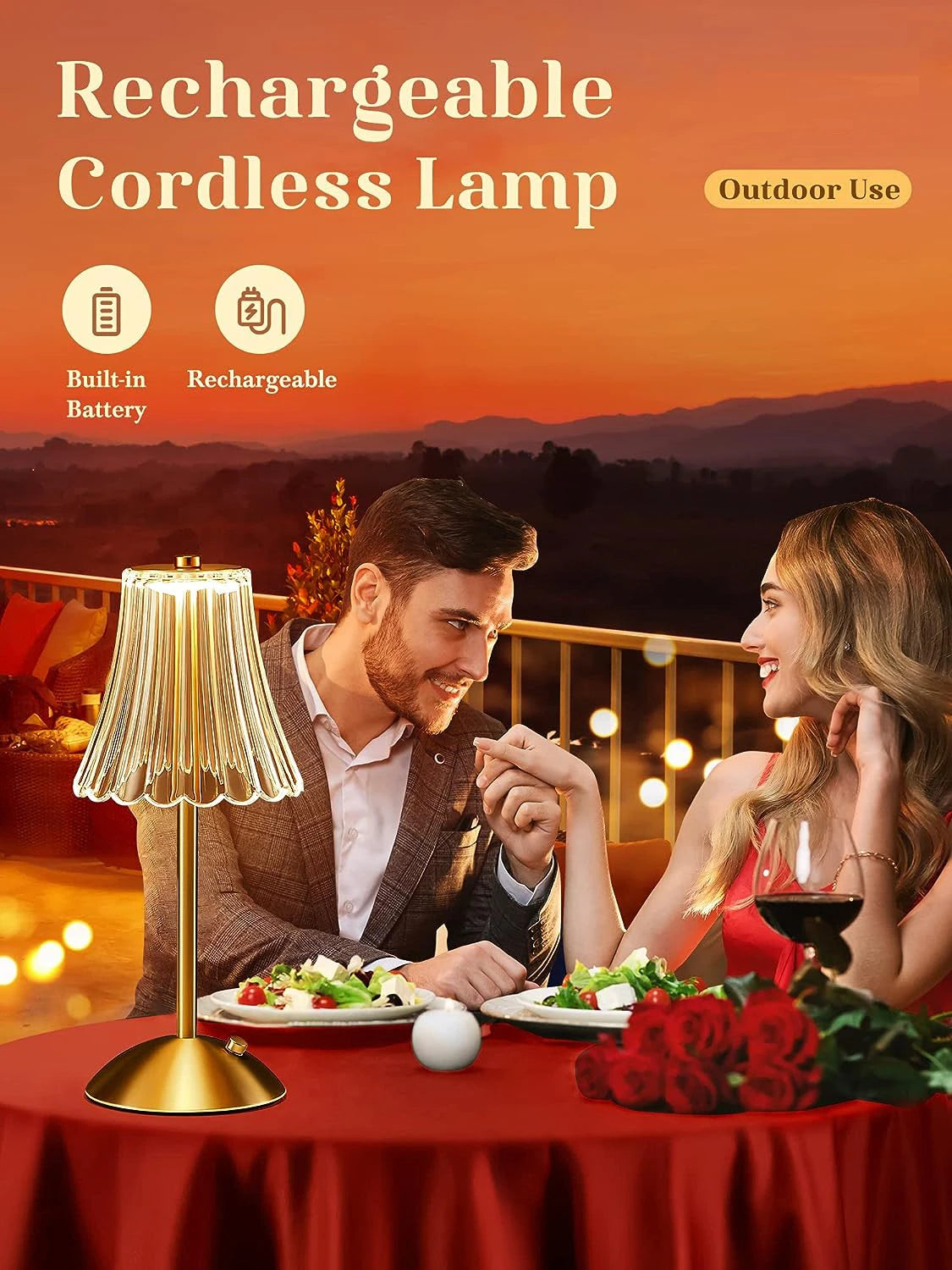Fancy Touch Table Lamp – Rechargeable Wireless Night Light for Bedroom & Decor