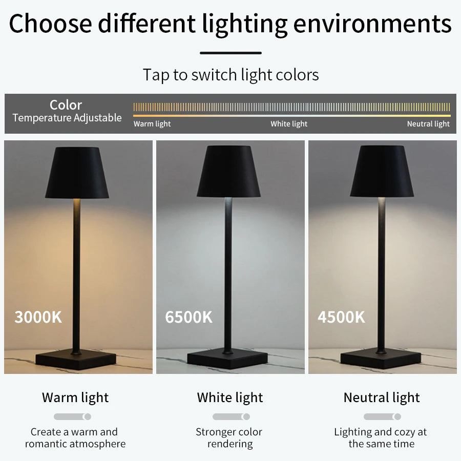 Lightweight Rechargeable LED Touch Table Lamp – 3-Level Dimmable Ambient Light