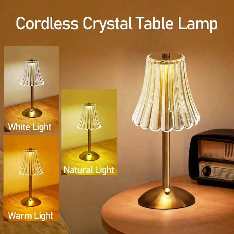 Fancy Touch Table Lamp – Rechargeable Wireless Night Light for Bedroom & Decor