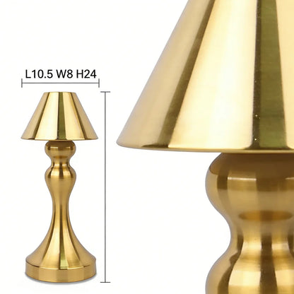Vintage Brass Rechargeable Table Lamp – Elegant Curved Stem Ambient Light