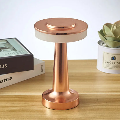 Luxury Metal Table Lamp – Rechargeable Touch Dimmable LED Light