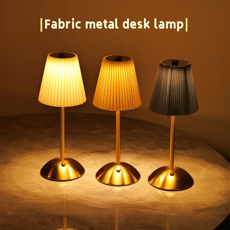 Pleated Cordless Table Lamp – Rechargeable LED Accent Light
