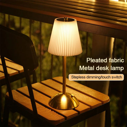 Pleated Cordless Table Lamp – Rechargeable LED Accent Light