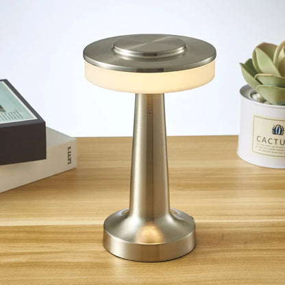 Luxury Metal Table Lamp – Rechargeable Touch Dimmable LED Light