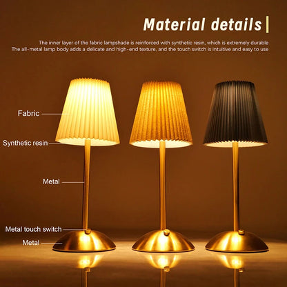Pleated Cordless Table Lamp – Rechargeable LED Accent Light