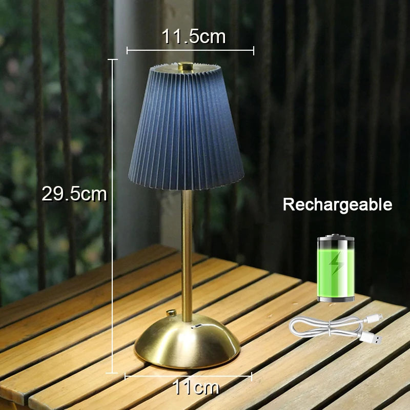 Pleated Cordless Table Lamp – Rechargeable LED Accent Light