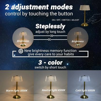 Crystal Touch Bedside Lamp – Dimmable Ambient Night Light