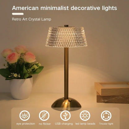 Crystal Touch Bedside Lamp – Dimmable Ambient Night Light