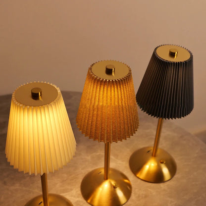Pleated Cordless Table Lamp – Rechargeable LED Accent Light