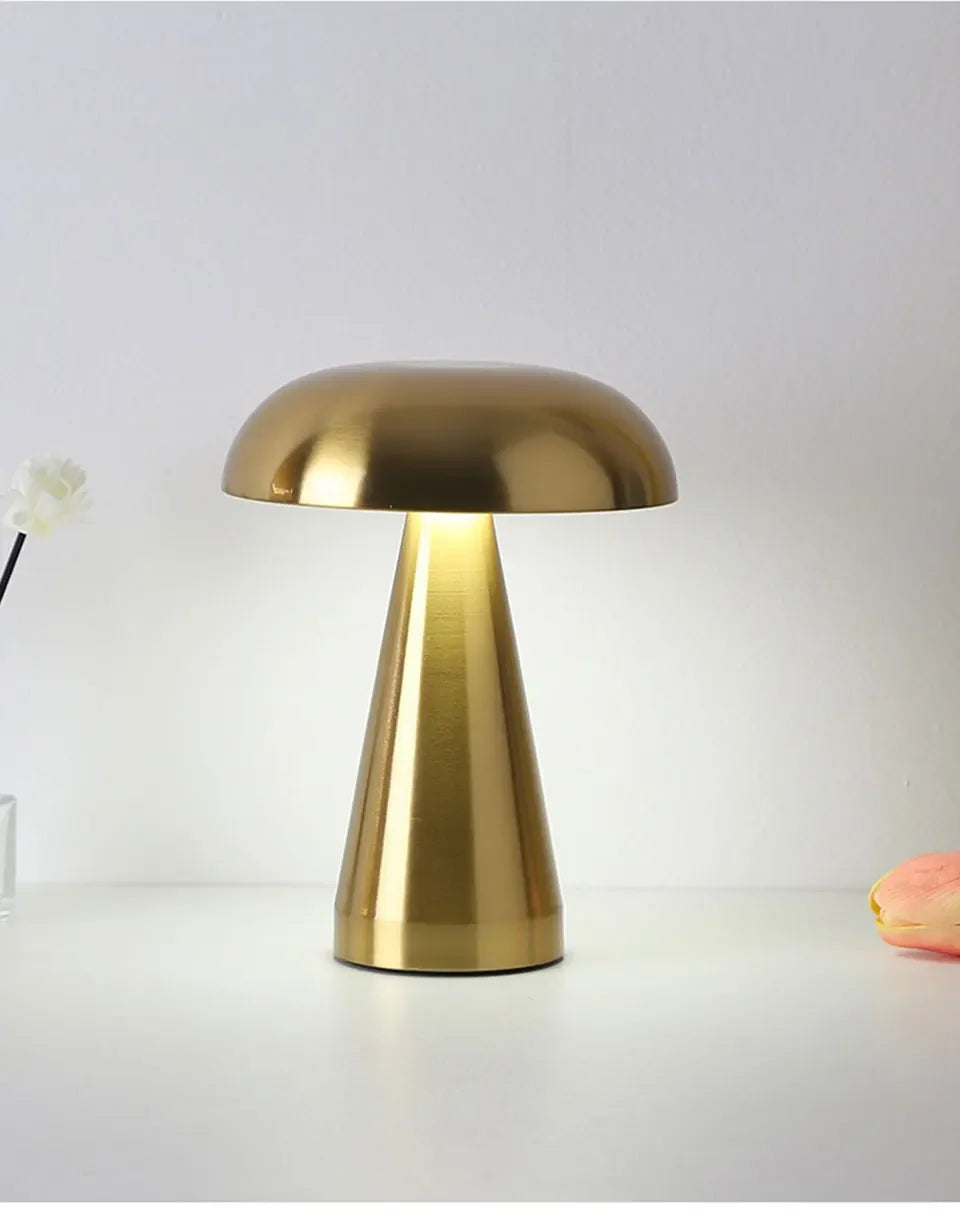 Retro Mushroom Table Lamp – Rechargeable Touch Dimmable LED Light