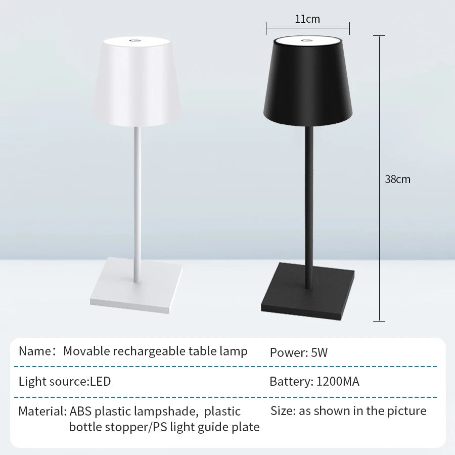 Lightweight Rechargeable LED Touch Table Lamp – 3-Level Dimmable Ambient Light