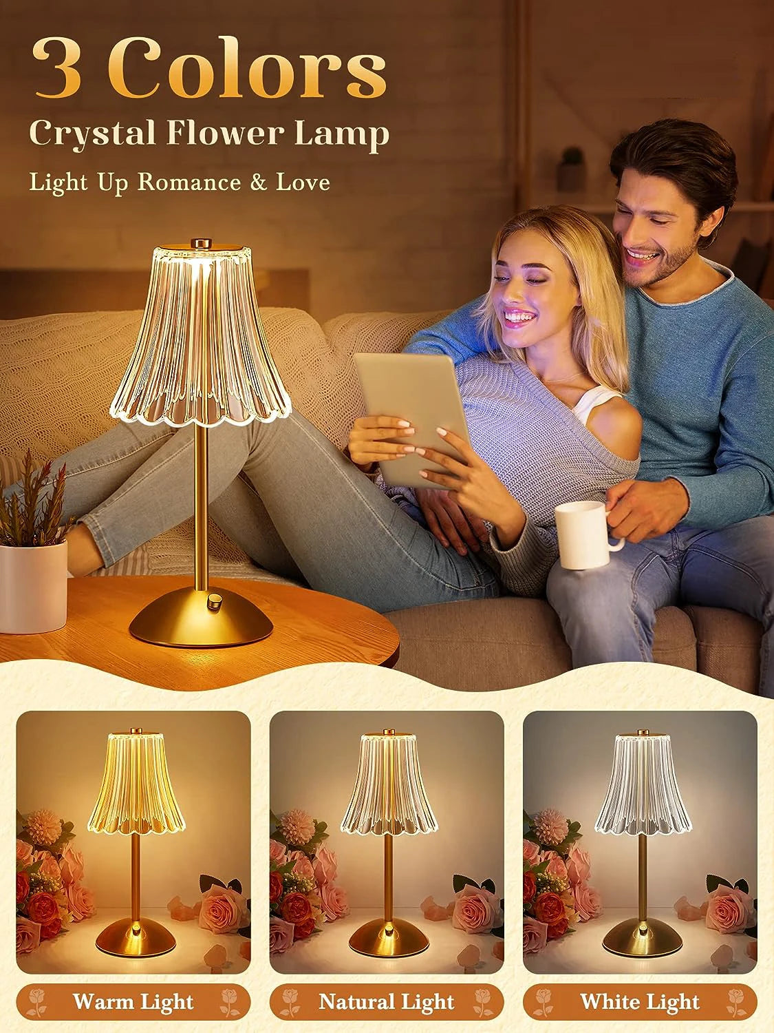 Fancy Touch Table Lamp – Rechargeable Wireless Night Light for Bedroom & Decor