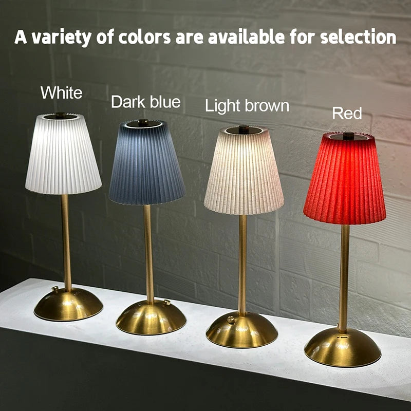 Pleated Cordless Table Lamp – Rechargeable LED Accent Light