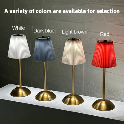 Pleated Cordless Table Lamp – Rechargeable LED Accent Light